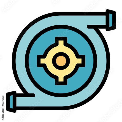 Hydro power turbine icon. Outline hydro power turbine vector icon color flat isolated