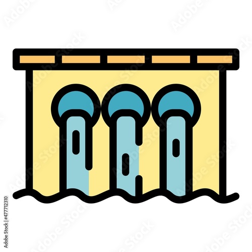 Hydro power building icon. Outline hydro power building vector icon color flat isolated