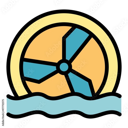 Hydro power thermal wheel icon. Outline hydro power thermal wheel vector icon color flat isolated