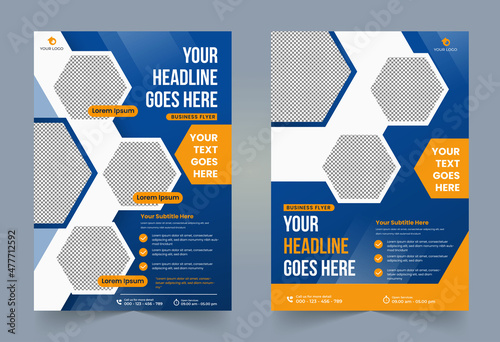 Business brochure flyer and poster modern cover design for corporate company with editable space for photo background in a4 size template