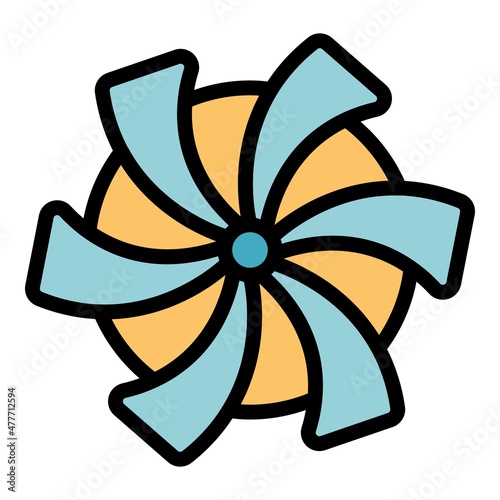 Hydro power thermal windmill icon. Outline hydro power thermal windmill vector icon color flat isolated