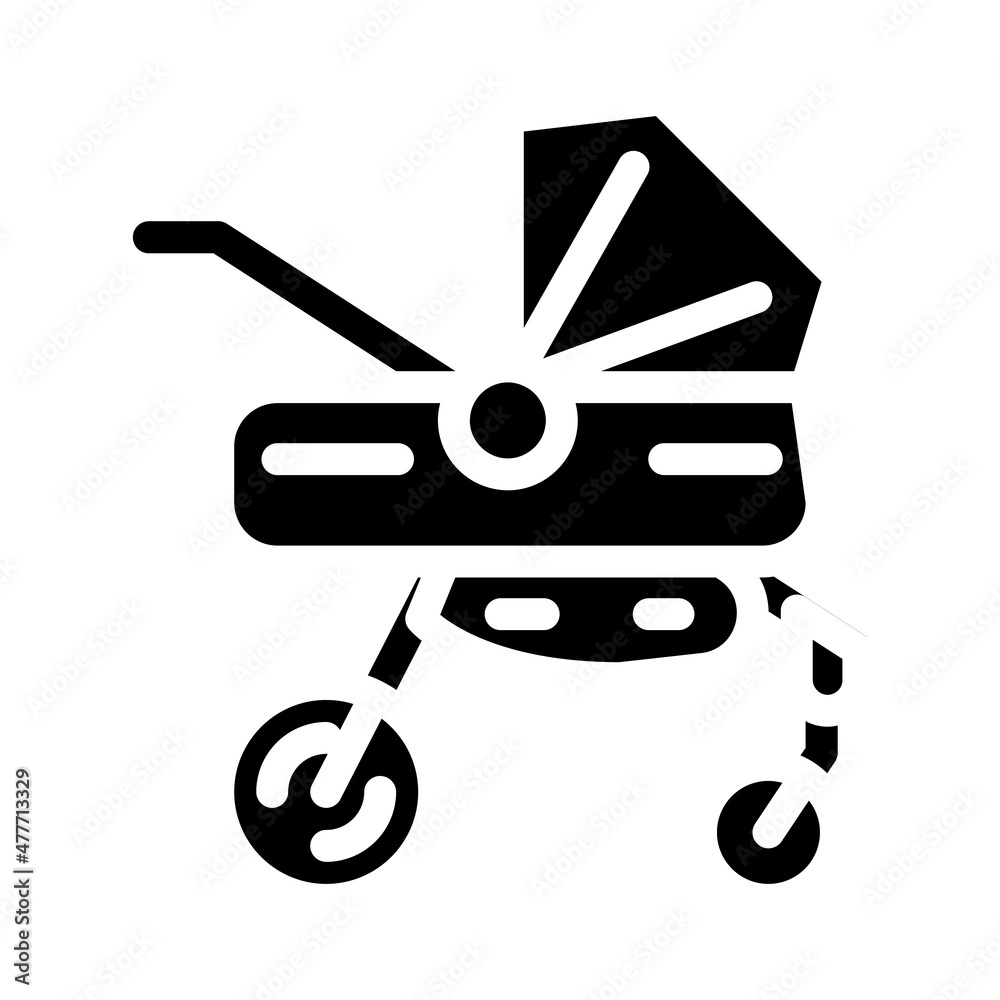 stroller for newborn baby glyph icon vector. stroller for newborn baby sign. isolated contour symbol black illustration