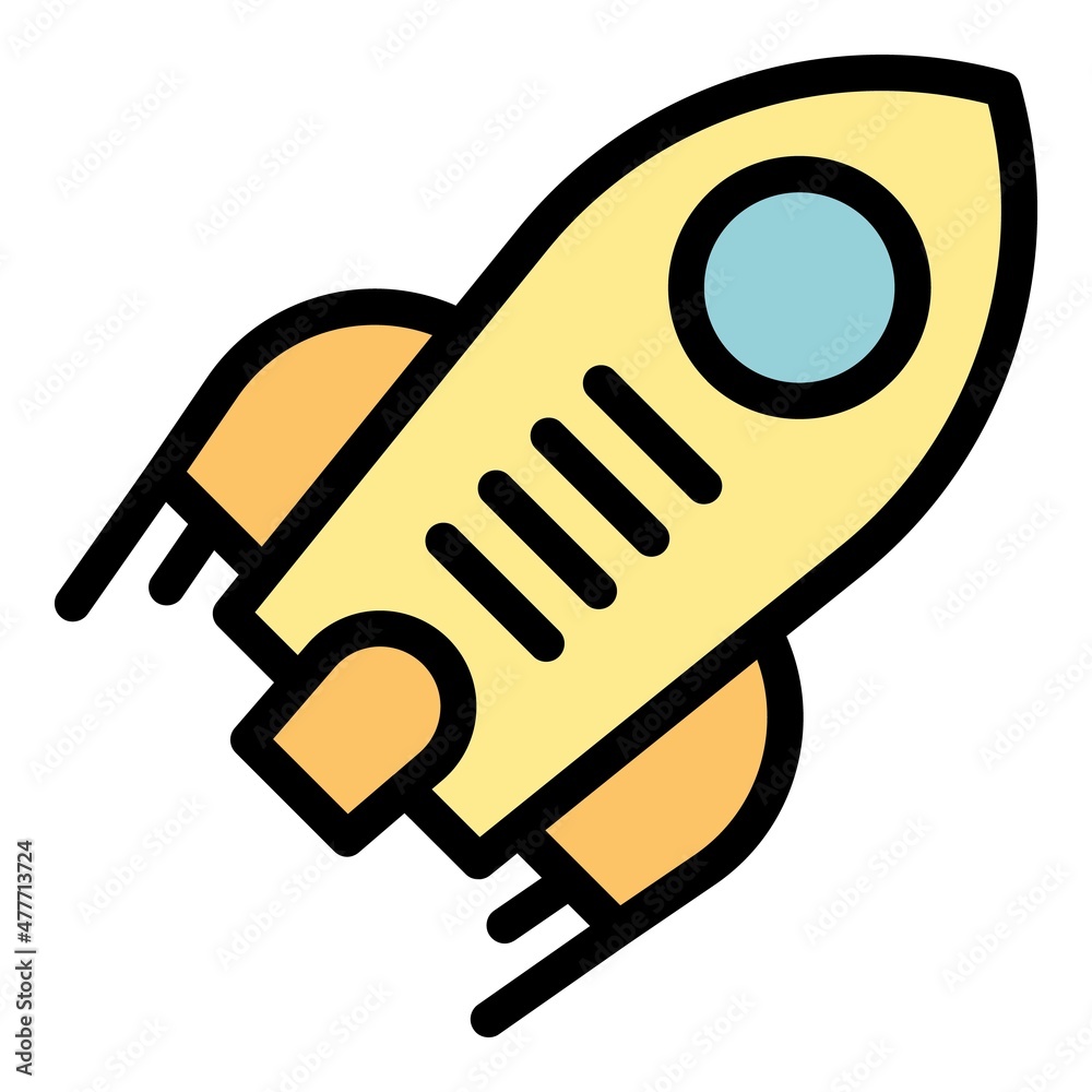 Startup rocket icon. Outline startup rocket vector icon color flat isolated Startup rocket icon. Outline startup rocket vector icon color flat isolated