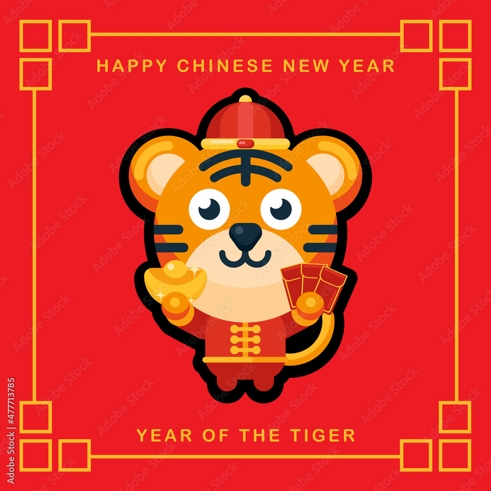Animal tiger character celebrating new year Animal tiger character celebrating new year