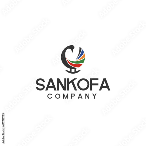 Colorful SANKOFA COMPANY Peacock bird logo design photo