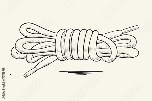 Lacing shoes knot. Hand drawn vector illustration.