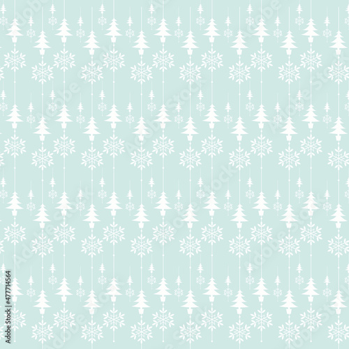 Seamless winter Christmas patterns for design packaging paper, postcards, textiles. Pattern with pine tree image. green soft color