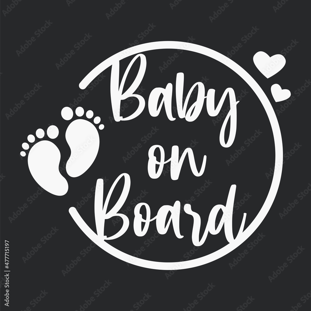 Baby on board car rear window sticker silhouette design Stock