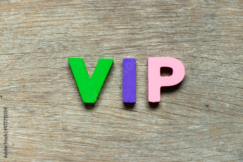 Wallpaper Mural Color alphabet letter in word VIP (abbreviation of very important person) on wood background Torontodigital.ca