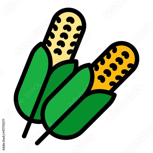 Farm corn icon. Outline farm corn vector icon color flat isolated