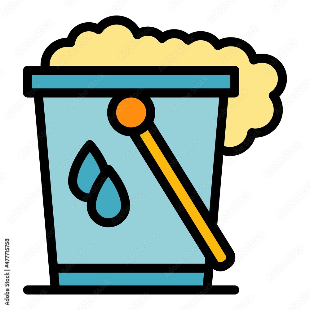 Farm milk bucket icon. Outline farm milk bucket vector icon color flat isolated Farm milk bucket icon. Outline farm milk bucket vector icon color flat isolated