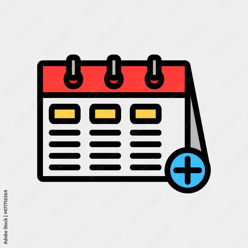 Add schedule icon vector illustration in filled line style about calendar and date, use for website mobile app presentation Add schedule icon vector illustration in filled line style about calendar and date, use for website mobile app presentation