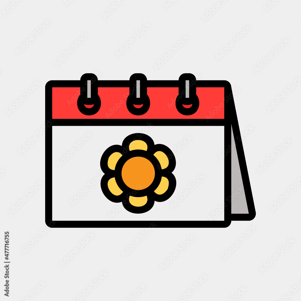 Spring icon vector illustration in filled line style about calendar and date, use for website mobile app presentation Spring icon vector illustration in filled line style about calendar and date, use for website mobile app presentation