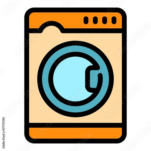 Wash machine consumption icon. Outline wash machine consumption vector icon color flat isolated