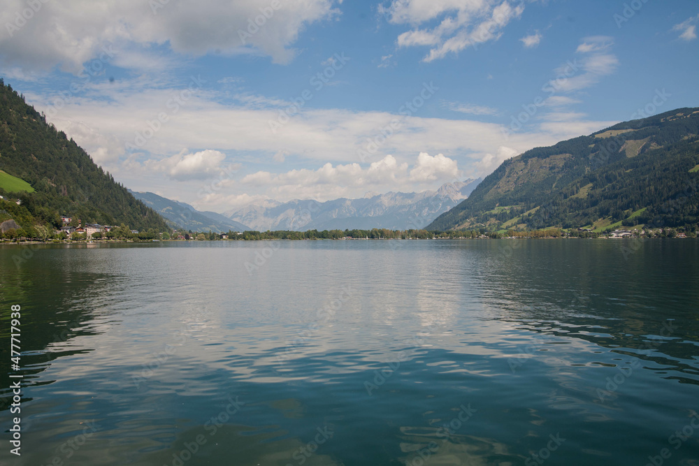 View over Zell am See in summer, Austria mountains, alps