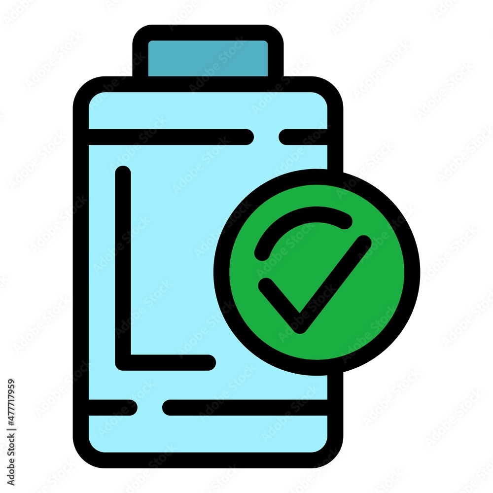 Full battery icon. Outline full battery vector icon color flat isolated Full battery icon. Outline full battery vector icon color flat isolated