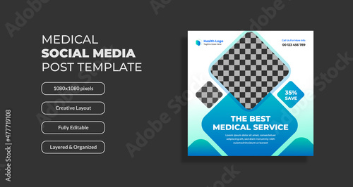 Medical healthcare Square flyer social media post & web banner template