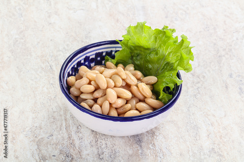 White canned beans for vegan suisine photo