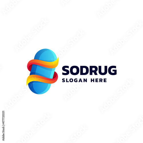 Vector Logo Illustration Drug Gradient Colorful Style.