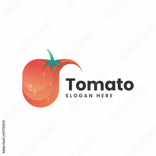 Vector Logo Illustration Tomato Gradient Colorful Style.