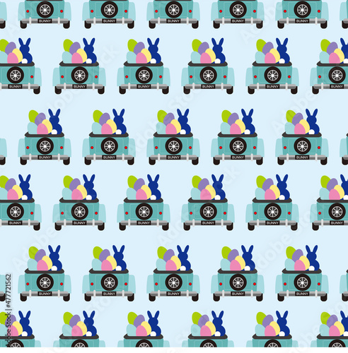 Easter car and bunny pattern for easter gift wrap