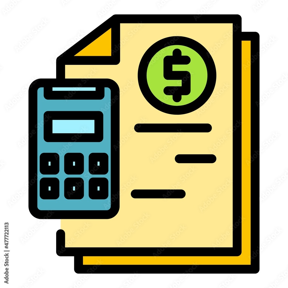 Agent calculator icon. Outline agent calculator vector icon color flat isolated Agent calculator icon. Outline agent calculator vector icon color flat isolated
