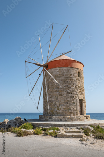 Windmill on Rhodes Island  Greece.