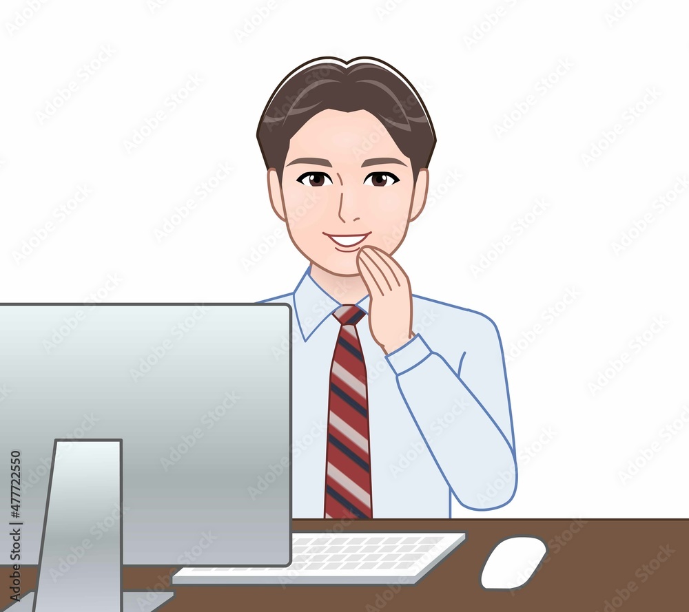 水色のYシャツを着た若い男性