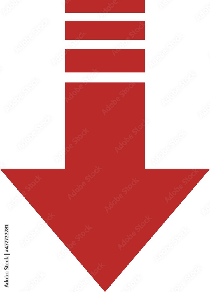 下向きの赤い矢印のシンプルなイラスト Stock Vector Adobe Stock
