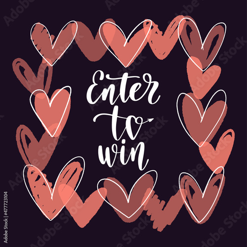 Decorative template with lettering and love backdrop for social media contests and special offers.