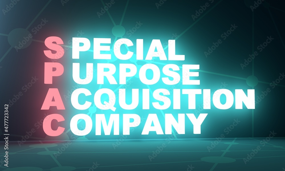 Business acronym SPAC - Special Purpose Acquisition Company. 3D Render