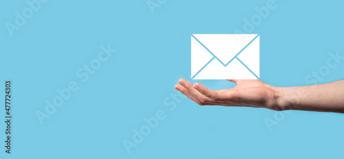 Email and user icon,sign,symbol marketing or newsletter concept, diagram.Sending email.Bulk mail.Email and sms marketing concept. Scheme of direct sales in business. List of clients for mailing.