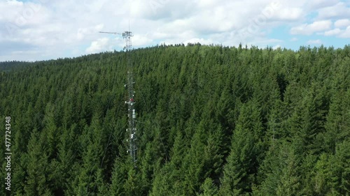 Station atmospheric science research drone aerial weather meteorology international Bily Kriz sunshine pyranometer, mountain spruce eddy covariance, measurement solar radiation scientific photo