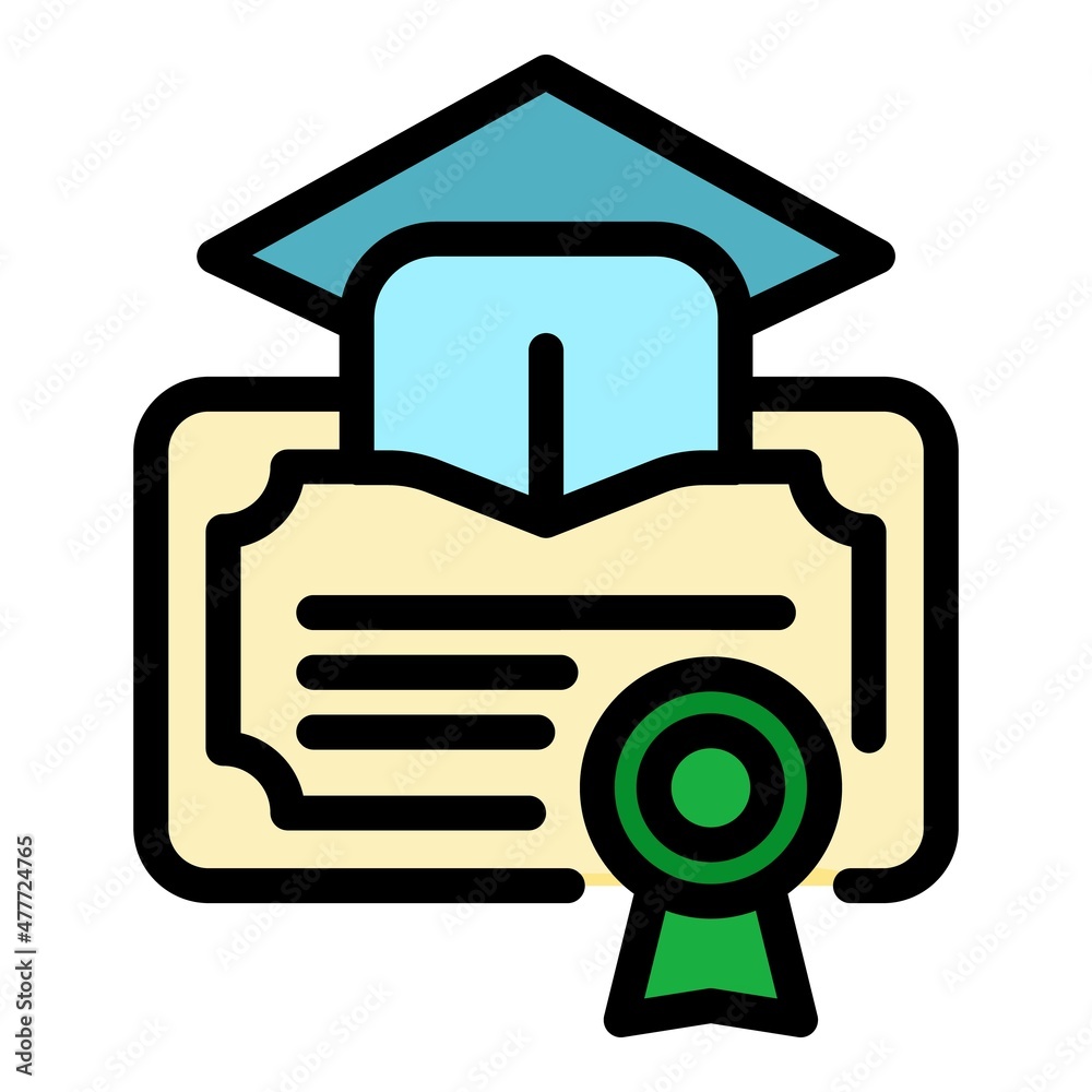 Study degree icon. Outline study degree vector icon color flat isolated Study degree icon. Outline study degree vector icon color flat isolated