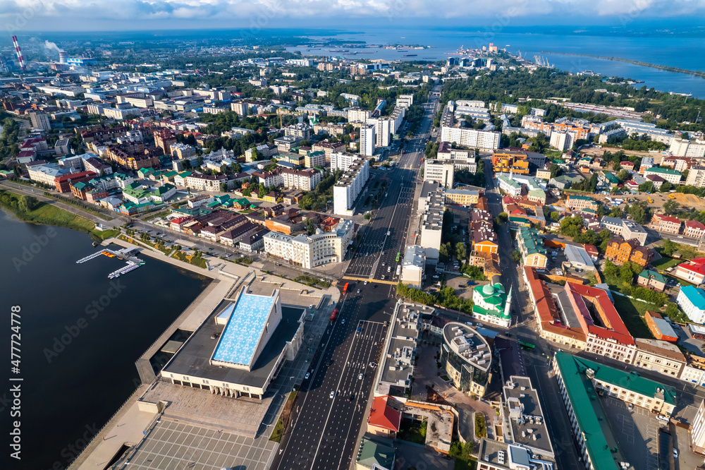 Fototapeta premium Panoramic aerial top view of Kazan republic of Tatarstan Russia