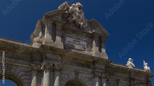 The Puerta de Alcala timelapse hyperlapse is a Neo-classical monument in the Plaza de la Independencia in Madrid, Spain.