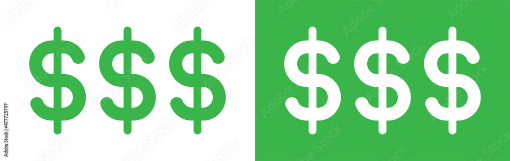 Dollar sign icon set. Dollar symbol vector illustration Dollar sign icon set. Dollar symbol vector illustration
