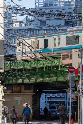 高架橋と電車 西新橋1丁目から3丁目の風景