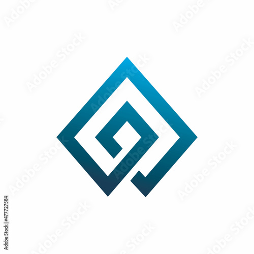 abstract luxury blue diamond logo design