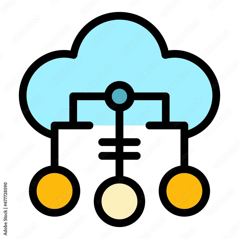 Network cloud icon. Outline network cloud vector icon color flat isolated Network cloud icon. Outline network cloud vector icon color flat isolated