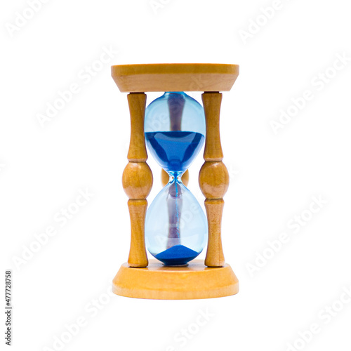 Glass hourglass isolated on a white background.
