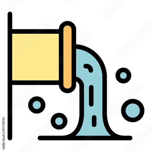 Pipe waste icon. Outline pipe waste vector icon color flat isolated