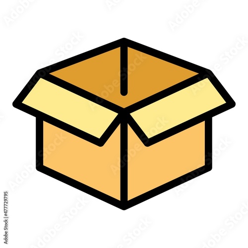 Box waste icon. Outline box waste vector icon color flat isolated