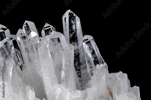 Macro Mineral Stone Rhinestone in Crystals on a Black Background