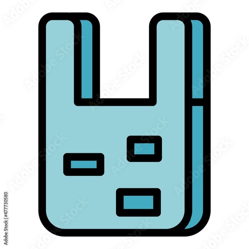 Bag garbage icon. Outline bag garbage vector icon color flat isolated