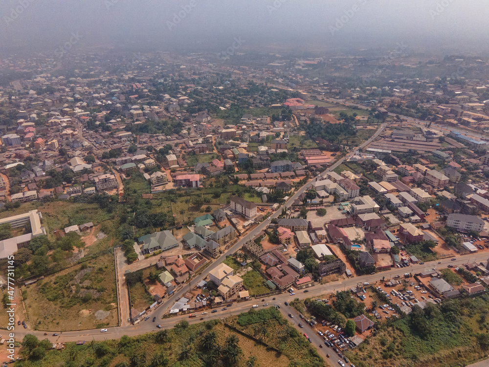 An aerial view of the city of Awka, Anambra in Nigeria
