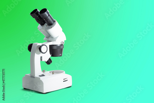 Stereoscopic microscope. Medical, health and biological concept. Using the microscope for research, scientific purposes.