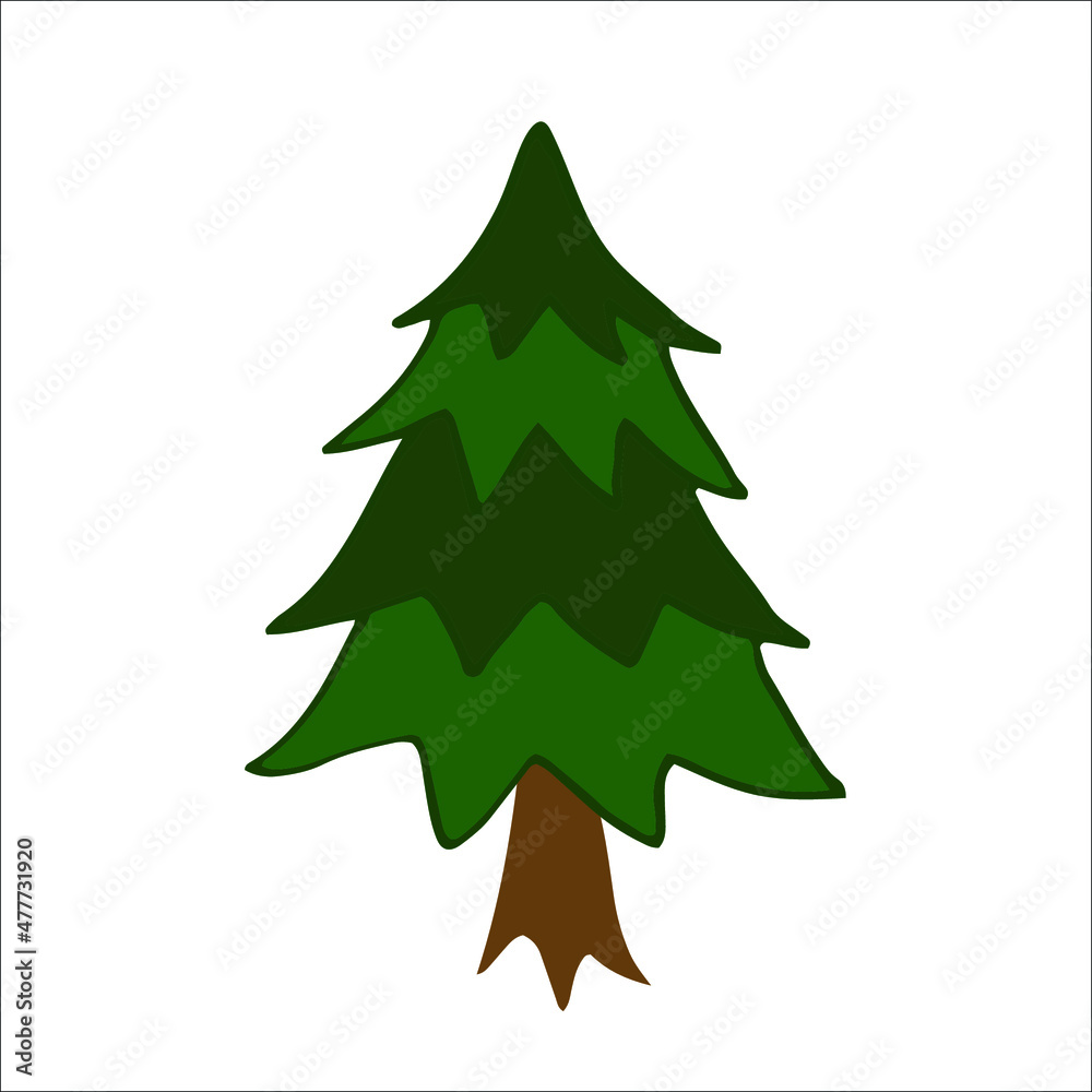 A hand-drawn pine tree illustration, a simplistic childish drawing style pine tree icon, forest symbol A hand-drawn pine tree illustration, a simplistic childish drawing style pine tree icon, forest symbol