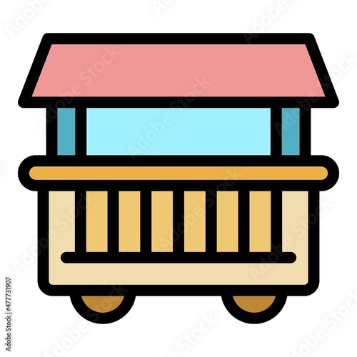 Street food cart icon. Outline street food cart vector icon color flat isolated