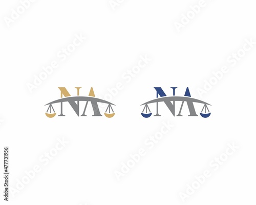 Letters NA Logo With Scale of Justice Logo Icon 001